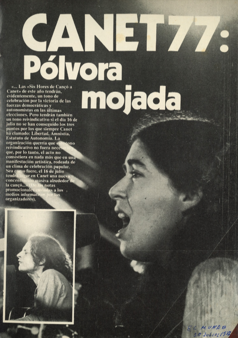 1977 Pavesos Festival Canet Sis Hores de Cançò a Canet Premsa