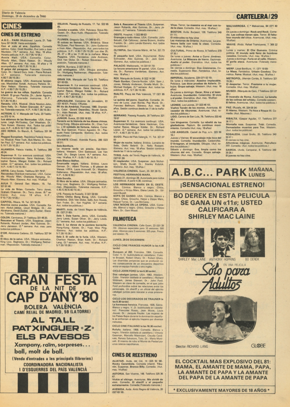 1980 Pavesos Nit de Cap d'Any a la Bolera València Diario de Valencia Publicitat