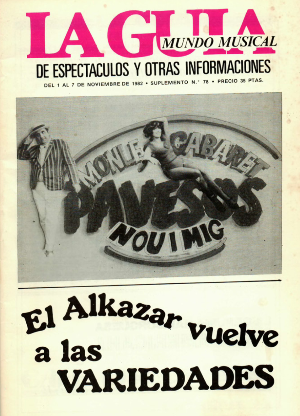 1982 Publicitat Pavesos Nou i Mig Teatre Alkázar La Guia 1 novembre