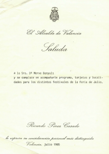 1985 Fira Juliol Saluda de l'Alcalde de València